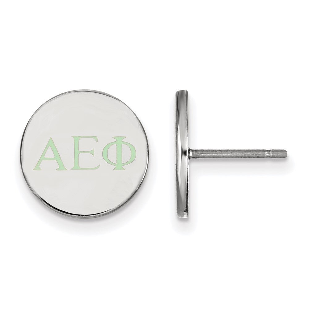 Sterlingsilber Rhodiniert Logoart Alpha Epsilon Phi Sorority Greek Buchstaben Farbe Emaille Ohrstecker