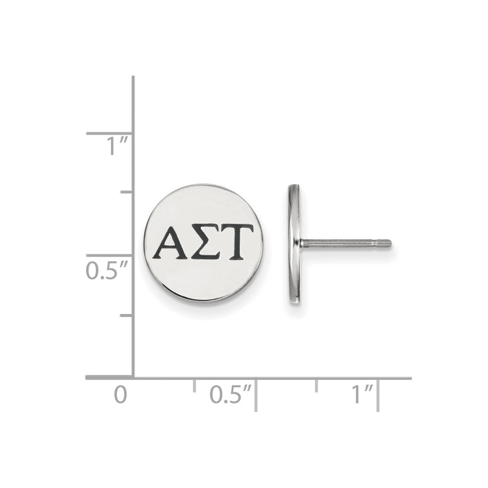 Sterlingsilber Rhodiniert Logoart Alpha Sigma Tau Sorority Greek Buchstaben Farbe Emaille Ohrstecker