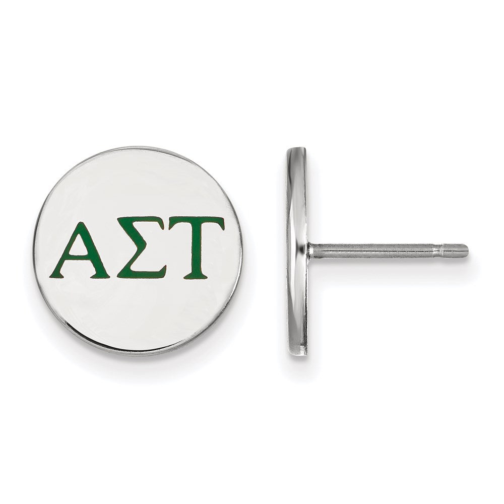 Sterlingsilber Rhodiniert Logoart Alpha Sigma Tau Sorority Greek Buchstaben Farbe Emaille Ohrstecker