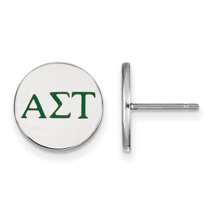 Sterlingsilber Rhodiniert Logoart Alpha Sigma Tau Sorority Greek Buchstaben Farbe Emaille Ohrstecker
