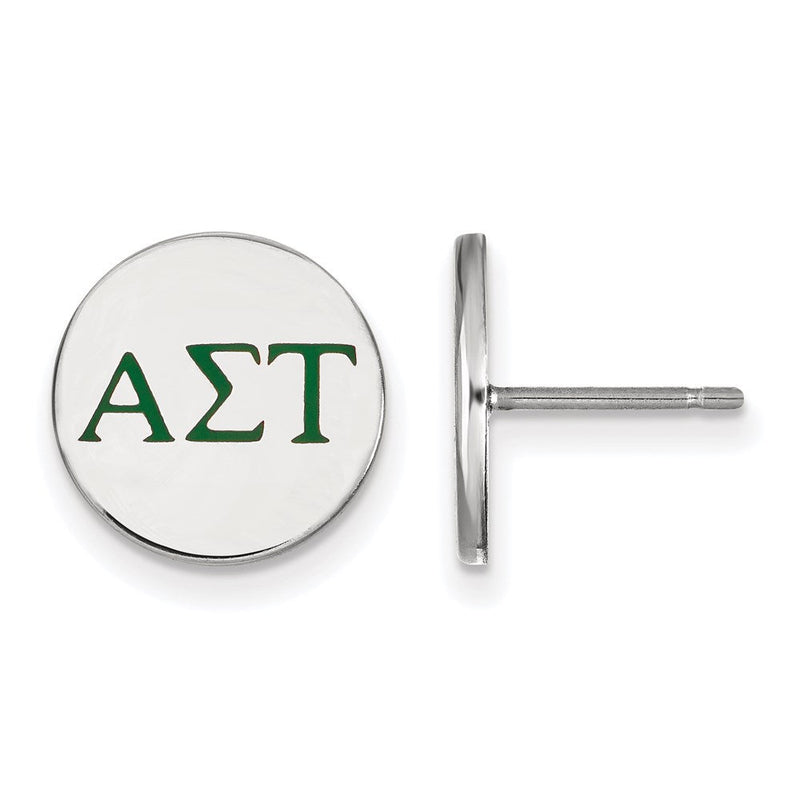 Sterlingsilber Rhodiniert Logoart Alpha Sigma Tau Sorority Greek Buchstaben Farbe Emaille Ohrstecker