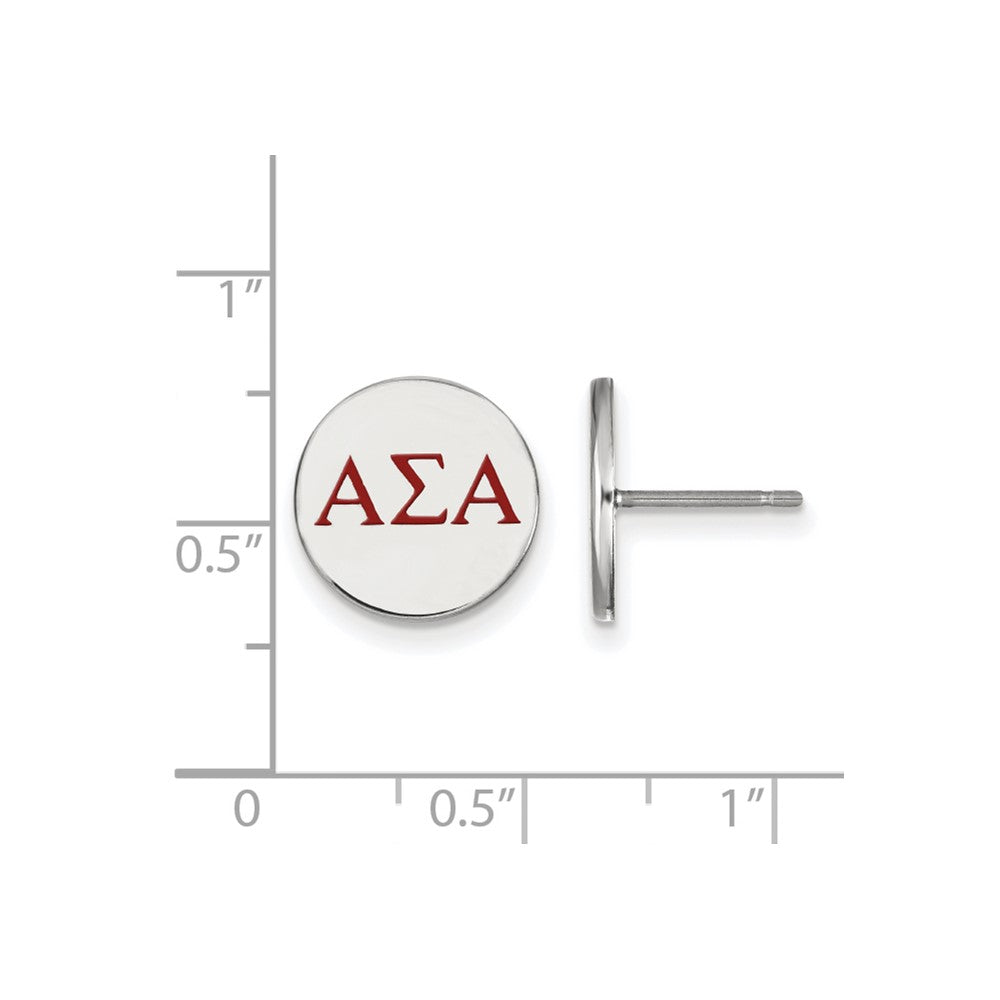 Sterlingsilber Rhodiniert Logoart Alpha Sigma Sorority Greek Buchstaben Farbe Emaille Ohrstecker