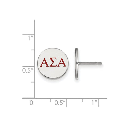 Sterlingsilber Rhodiniert Logoart Alpha Sigma Sorority Greek Buchstaben Farbe Emaille Ohrstecker