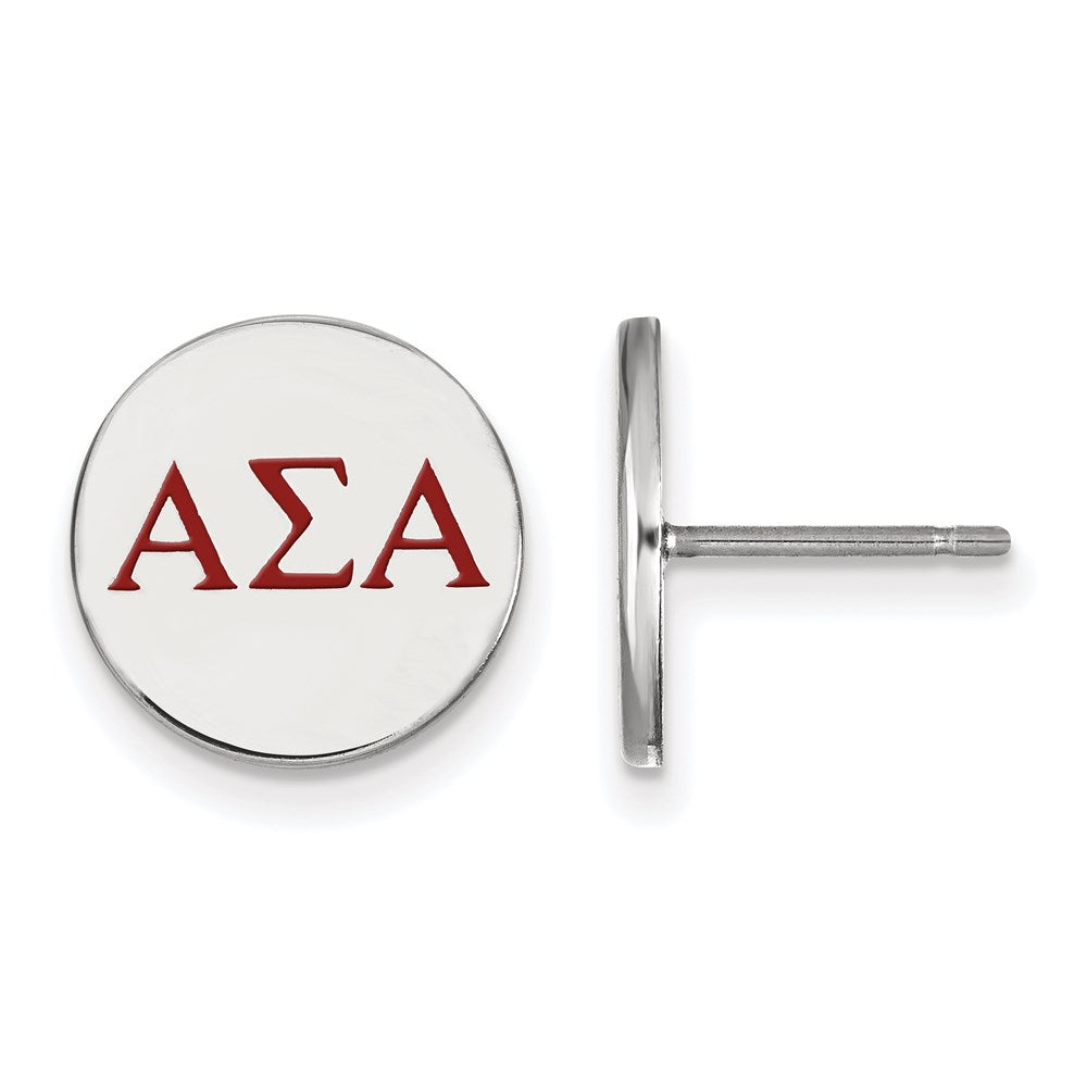 Sterlingsilber Rhodiniert Logoart Alpha Sigma Sorority Greek Buchstaben Farbe Emaille Ohrstecker