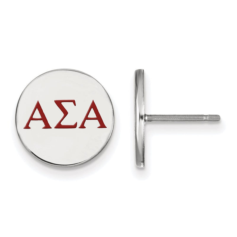 Sterlingsilber Rhodiniert Logoart Alpha Sigma Sorority Greek Buchstaben Farbe Emaille Ohrstecker