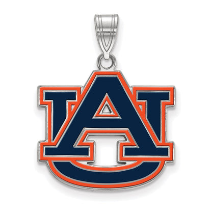 Sterlingsilber Rhodiniert Logoart Auburn University A U Groß Emailliert Anhänger
