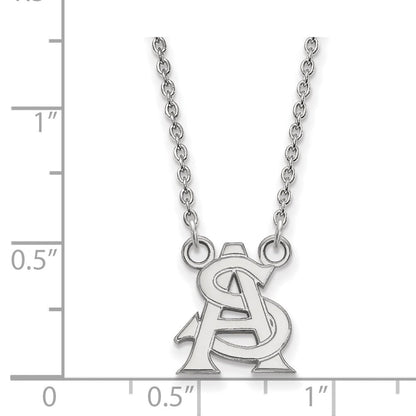 Sterlingsilber Rhodiniert Logoart Arizona State University A S Klein Anhänger 18 Zoll Halskette