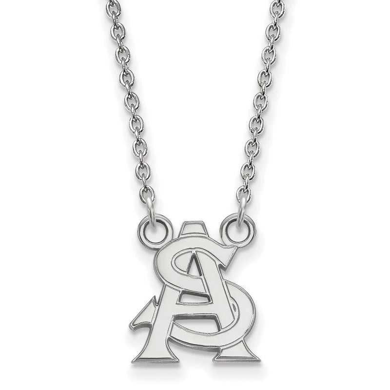 10K Weißgold Logoart Arizona State University A S Klein Anhänger 18 Zoll Halskette