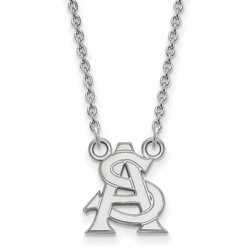 Sterlingsilber Rhodiniert Logoart Arizona State University A S Klein Anhänger 18 Zoll Halskette