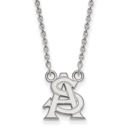 Sterlingsilber Rhodiniert Logoart Arizona State University A S Klein Anhänger 18 Zoll Halskette