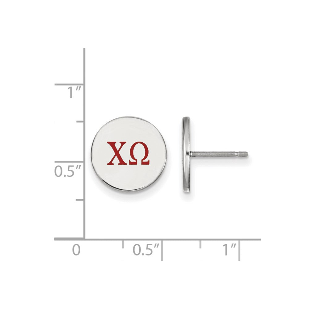 Sterlingsilber Rhodiniert Logoart Chi Omega Sorority Greek Buchstaben Farbe Emaille Ohrstecker