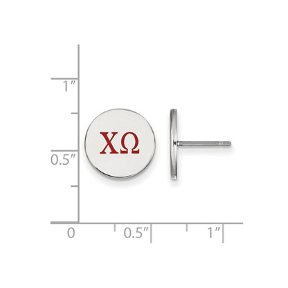 Sterlingsilber Rhodiniert Logoart Chi Omega Sorority Greek Buchstaben Farbe Emaille Ohrstecker
