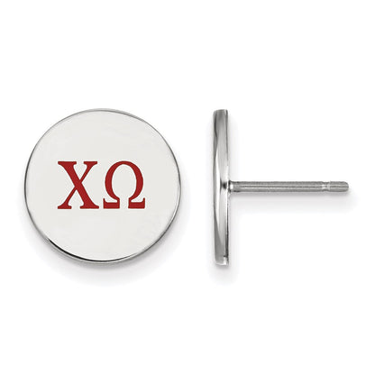 Sterlingsilber Rhodiniert Logoart Chi Omega Sorority Greek Buchstaben Farbe Emaille Ohrstecker