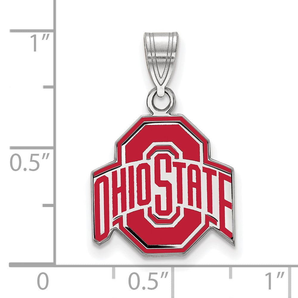 Sterlingsilber Rhodiniert Logoart The Ohio State University Mittel Emailliert Anhänger