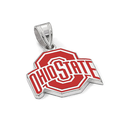 Sterlingsilber Rhodiniert Logoart The Ohio State University Mittel Emailliert Anhänger