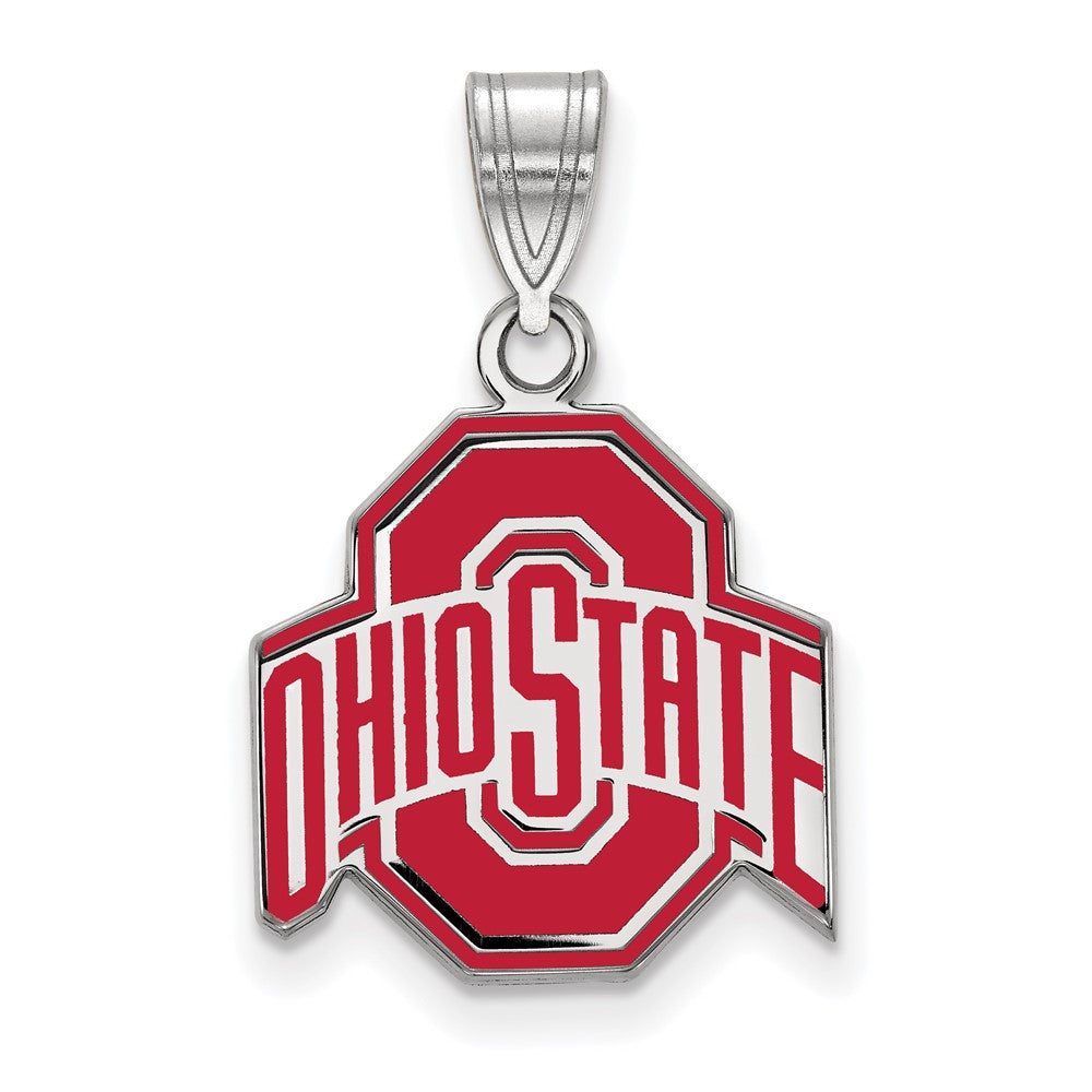 Sterlingsilber Rhodiniert Logoart The Ohio State University Mittel Emailliert Anhänger
