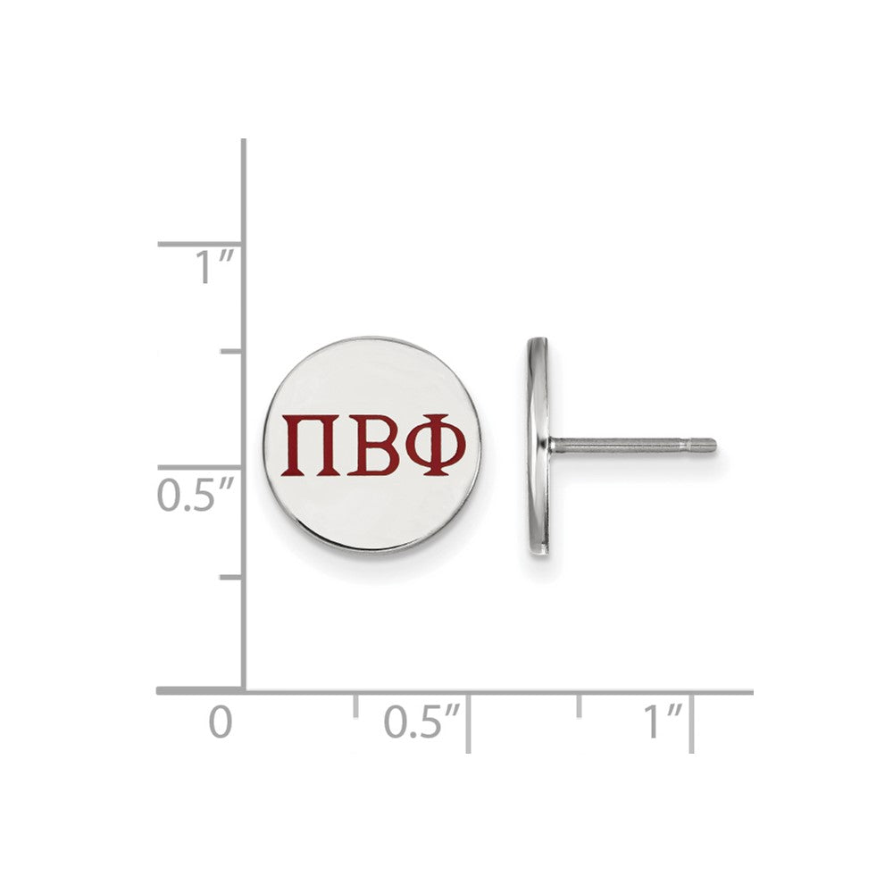 Sterlingsilber Rhodiniert Logoart Pi Beta Phi Sorority Greek Buchstaben Farbe Emaille Ohrstecker