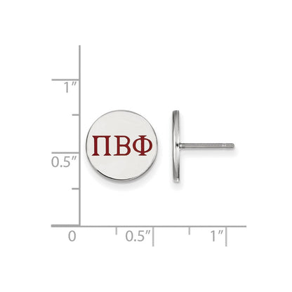 Sterlingsilber Rhodiniert Logoart Pi Beta Phi Sorority Greek Buchstaben Farbe Emaille Ohrstecker