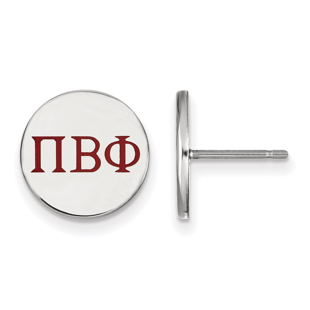 Sterlingsilber Rhodiniert Logoart Pi Beta Phi Sorority Greek Buchstaben Farbe Emaille Ohrstecker