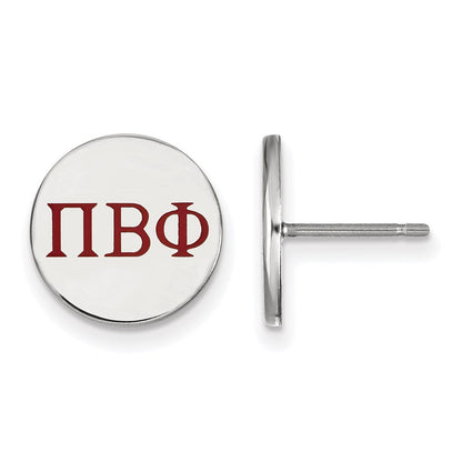 Sterlingsilber Rhodiniert Logoart Pi Beta Phi Sorority Greek Buchstaben Farbe Emaille Ohrstecker
