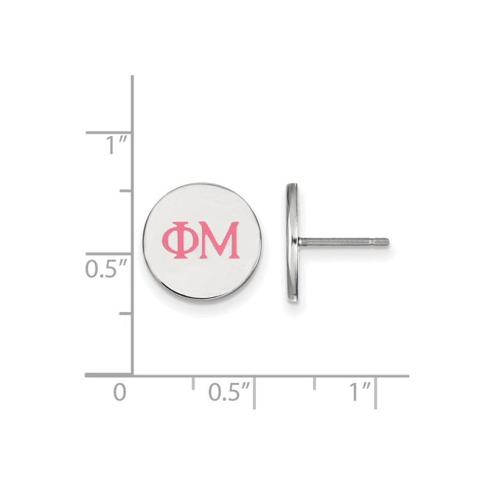 Sterlingsilber Rhodiniert Logoart Phi Mu Sorority Greek Buchstaben Farbe Emaille Ohrstecker