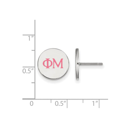 Sterlingsilber Rhodiniert Logoart Phi Mu Sorority Greek Buchstaben Farbe Emaille Ohrstecker