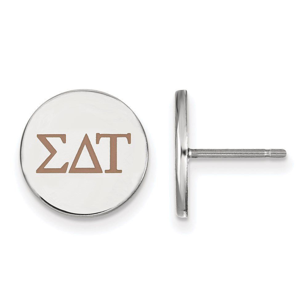Sterlingsilber Rhodiniert Logoart Sigma Delta Tau Sorority Greek Buchstaben Farbe Emaille Ohrstecker