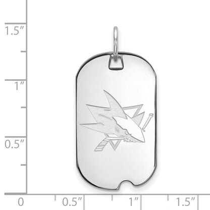 Sterlingsilber Rhodiniert Nhl Logoart San Jose Sharks Klein Erkennungsmarke Anhänger