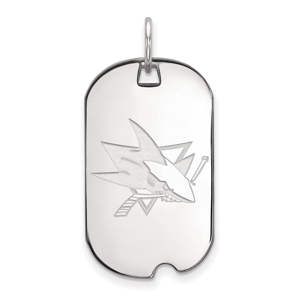 Sterlingsilber Rhodiniert Nhl Logoart San Jose Sharks Klein Erkennungsmarke Anhänger