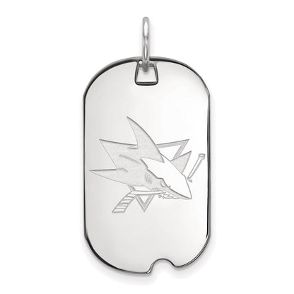 Sterlingsilber Rhodiniert Nhl Logoart San Jose Sharks Klein Erkennungsmarke Anhänger