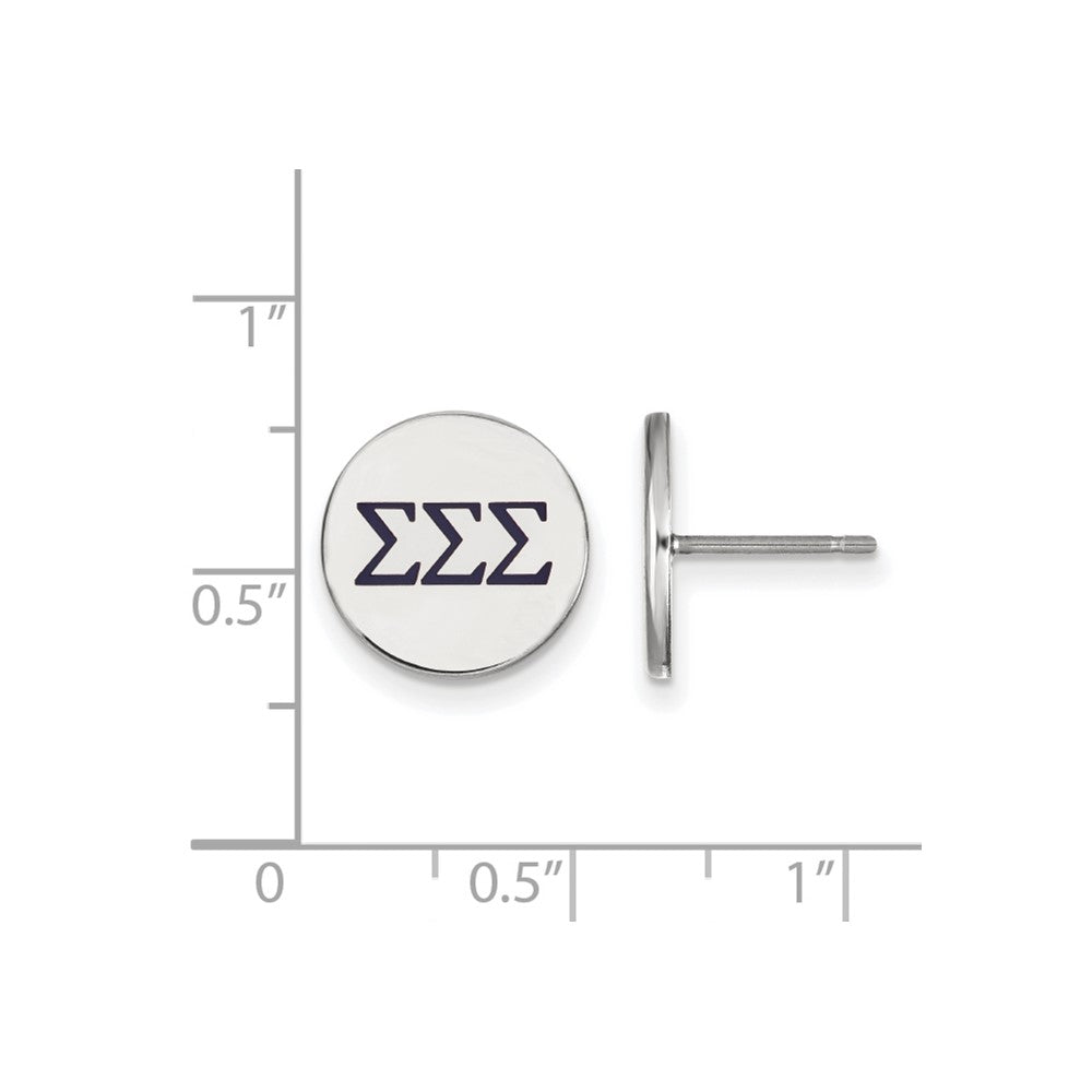 Sterlingsilber Rhodiniert Logoart Sigma Sorority Greek Buchstaben Farbe Emaille Ohrstecker