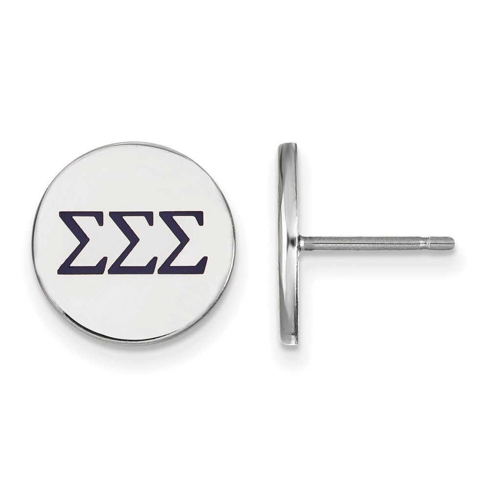 Sterlingsilber Rhodiniert Logoart Sigma Sorority Greek Buchstaben Farbe Emaille Ohrstecker