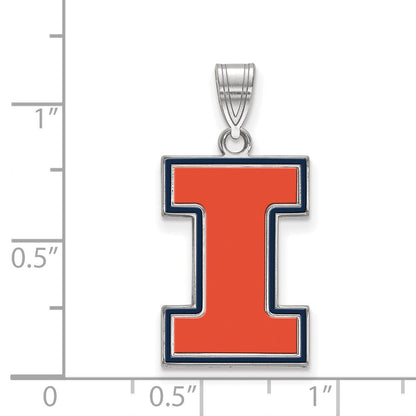 Sterlingsilber Rhodiniert Logoart University Of Illinois Buchstabe I Groß Emailliert Anhänger