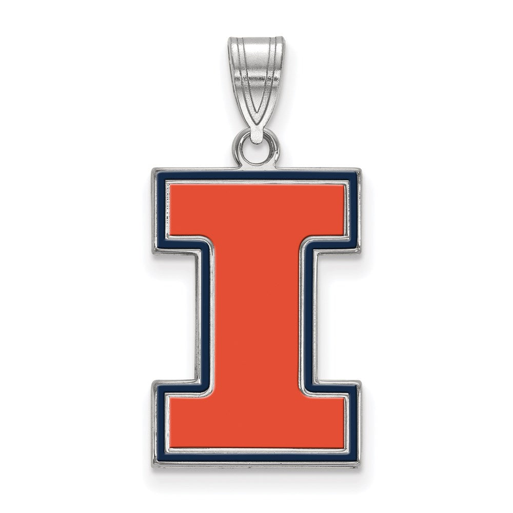 Sterlingsilber Rhodiniert Logoart University Of Illinois Buchstabe I Groß Emailliert Anhänger