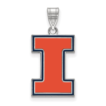 Sterlingsilber Rhodiniert Logoart University Of Illinois Buchstabe I Groß Emailliert Anhänger