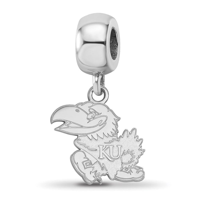 Sterlingsilber Rhodiniert Logoart University Of Kansas Klein Hängend Perle