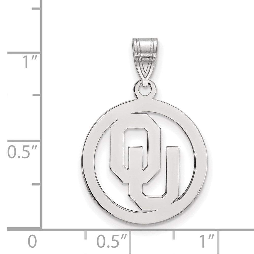 Sterlingsilber Rhodiniert Logoart University Of Oklahoma O U Mittel Kreis Anhänger