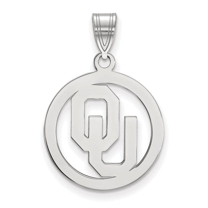 Sterlingsilber Rhodiniert Logoart University Of Oklahoma O U Mittel Kreis Anhänger