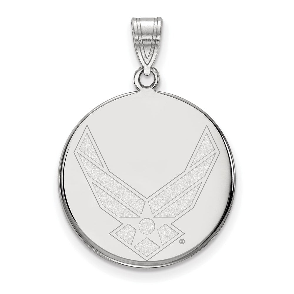 Sterlingsilber Rhodiniert Logoart U.s. Luft Kraft Groß Plättchen Anhänger