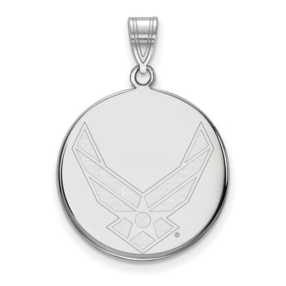 Sterlingsilber Rhodiniert Logoart U.s. Luft Kraft Groß Plättchen Anhänger