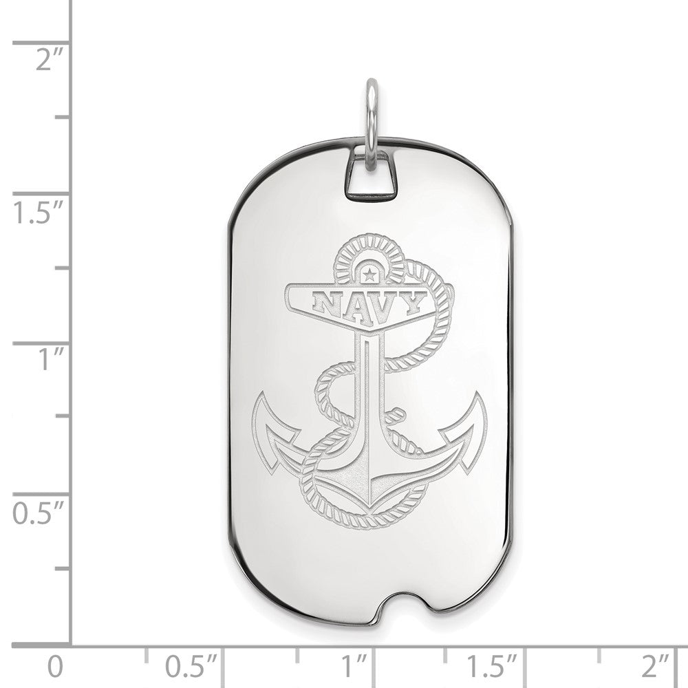 10K Weißgold Logoart Us Naval Akademie Anker Groß Erkennungsmarke Anhänger