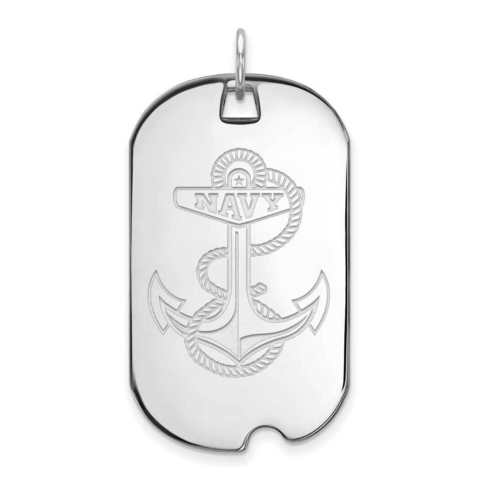 10K Weißgold Logoart Us Naval Akademie Anker Groß Erkennungsmarke Anhänger