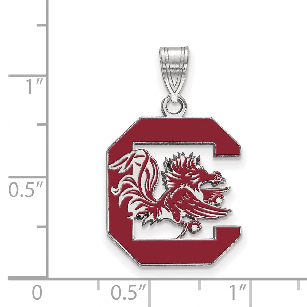 Sterlingsilber Rhodiniert Logoart University Of South Carolina Groß Emailliert Anhänger