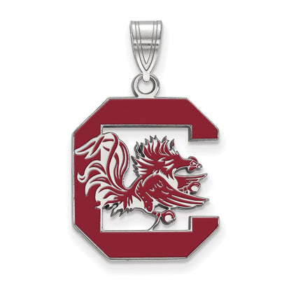 Sterlingsilber Rhodiniert Logoart University Of South Carolina Groß Emailliert Anhänger