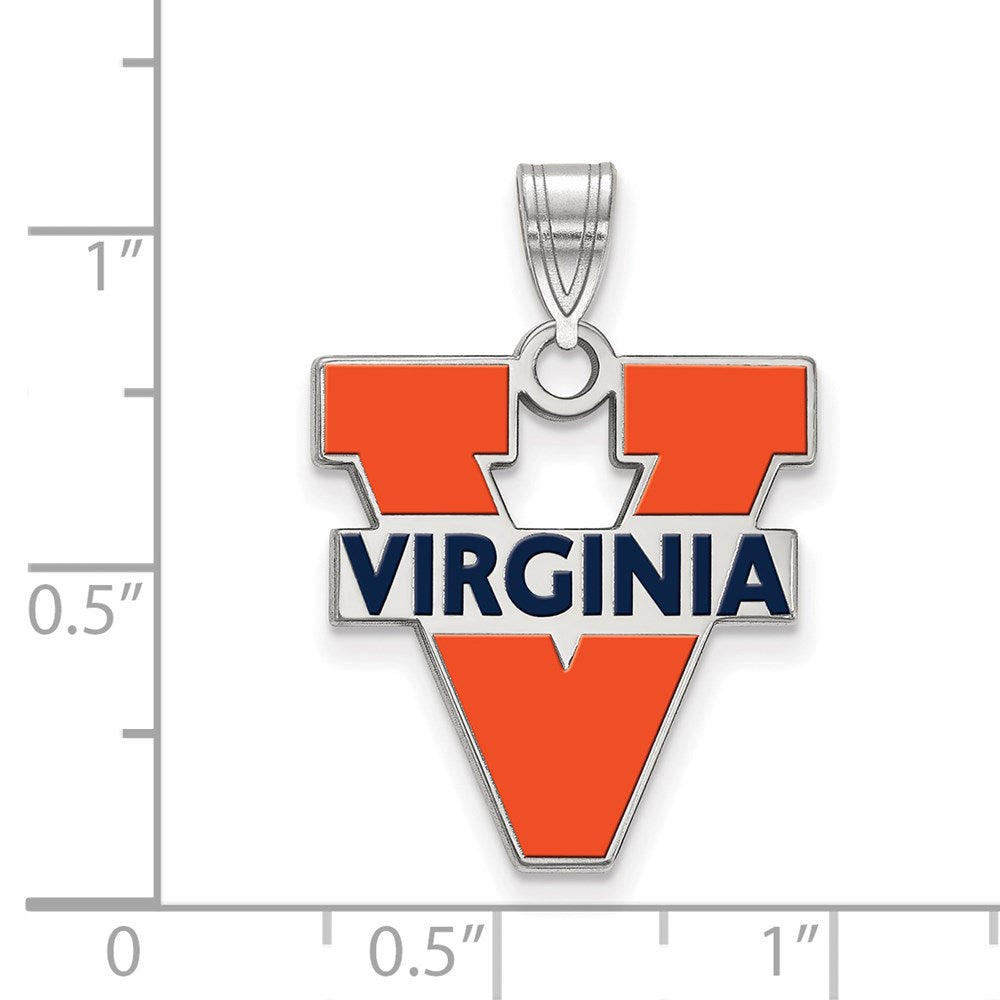 Sterlingsilber Rhodiniert Logoart University Of Virginia Groß Emailliert Anhänger
