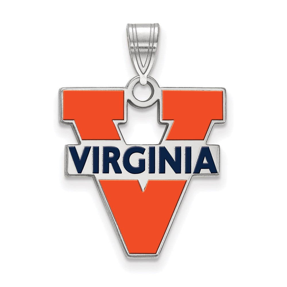 Sterlingsilber Rhodiniert Logoart University Of Virginia Groß Emailliert Anhänger