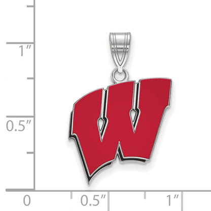 Sterlingsilber Rhodiniert Logoart University Of Wisconsin Buchstabe W Groß Emailliert Anhänger