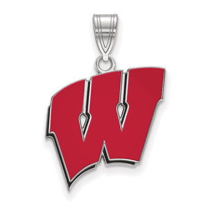 Sterlingsilber Rhodiniert Logoart University Of Wisconsin Buchstabe W Groß Emailliert Anhänger