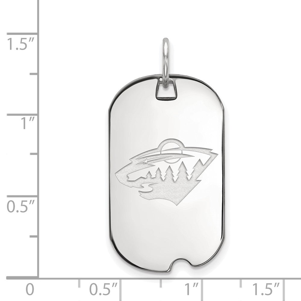Sterlingsilber Rhodiniert Nhl Logoart Minnesota Wild Klein Erkennungsmarke Anhänger