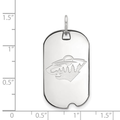 Sterlingsilber Rhodiniert Nhl Logoart Minnesota Wild Klein Erkennungsmarke Anhänger